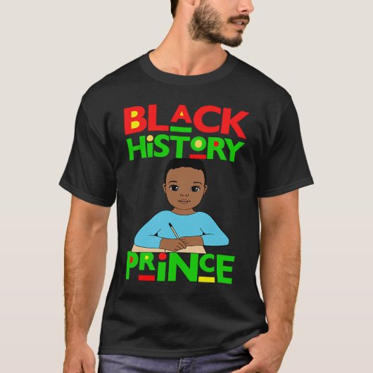 Black History Prince Melanin Boy Son Bruh Brown Sk T-shirt (Voorkant)