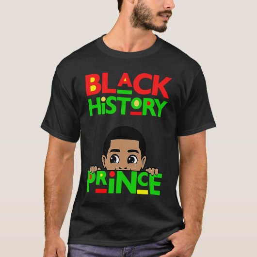 Black History Prince Melanin Boy Son Bruh Brown Sk T-shirt (Voorkant)