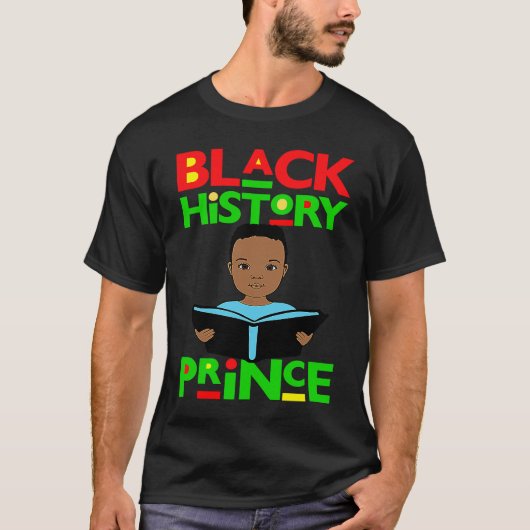 Black History Prince Melanin Boy Son Bruh Brown Sk T-shirt (Voorkant)