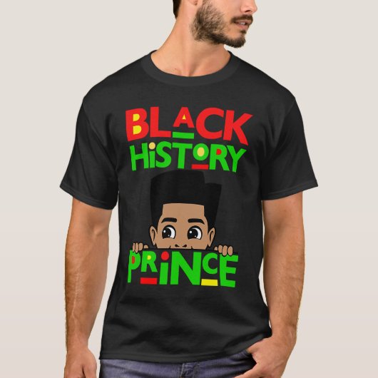 Black History Prince Melanin Boy Son Bruh Brown Sk T-shirt (Voorkant)