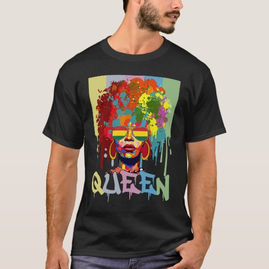 Black History Queen BHM Melanin Skin Pride Afro Gi T-shirt (Voorkant)