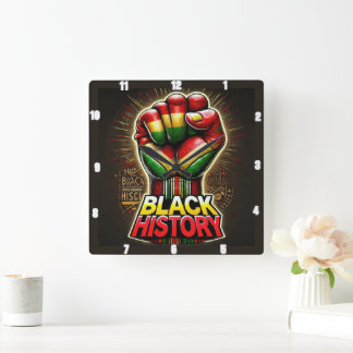 Black History Theme Empowering Symbolisch Ontwerp Vierkante Klok