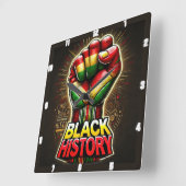 Black History Theme Empowering Symbolisch Ontwerp Vierkante Klok (Hoek)