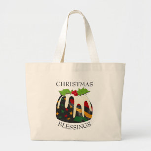 Black History USA Flag CHRISTMAS PUDDING Grote Tote Bag