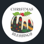 Black History USA Flag CHRISTMAS PUDDING Ronde Sticker<br><div class="desc">Fun,  Black History USA Flag CHRISTMAS PUDDING stickers in rasterkleuren van rood,  geel,  groen en zwart,  met aanpasbare tekst die staat voor CHRISTMAS BLESSINGS,  zodat u uw eigen groet kunt vervangen en personaliseren. Dit zou een grote sticker van het Afrikaanse Caribische gebied zijn voor de feestdagen.</div>