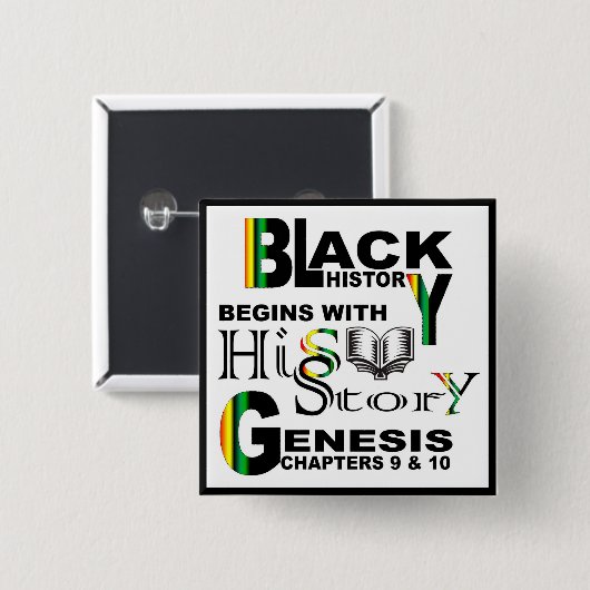 Black Hitory Square Button (Voorkant /achterkant)