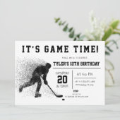 Black Hockey Birthday Invitation Kaart (Staand voorkant)