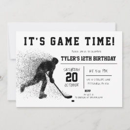 Black Hockey Birthday Invitation Kaart