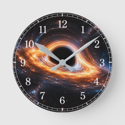 Black Hole Wall Clock — Space-Inspired Design Ronde Klok (Voorkant)