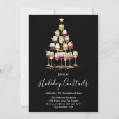 Black Holiday Cocktail - Elegant Christmas Party Kaart (Voorkant)