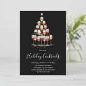 Black Holiday Cocktail - Elegant Christmas Party Kaart (Staand voorkant)