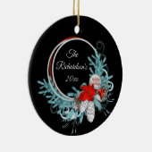 Black Holiday krans gepersonaliseerd Keramisch Ornament (Rechts)