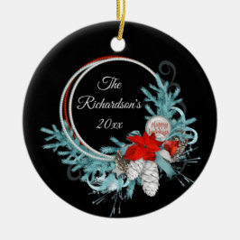 Black Holiday krans gepersonaliseerd Keramisch Ornament