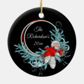 Black Holiday krans gepersonaliseerd Keramisch Ornament (Achterkant)