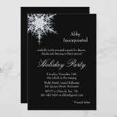Black Holiday Offset Snowflake Invitation (corp) Kaart (Voorkant / Achterkant)