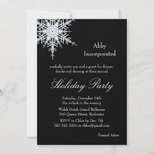Black Holiday Offset Snowflake Invitation (corp) Kaart