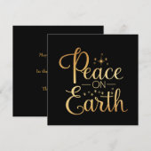Black Holiday Peace on Earth Gold Typography Feestdagenkaart (Voorkant / Achterkant)