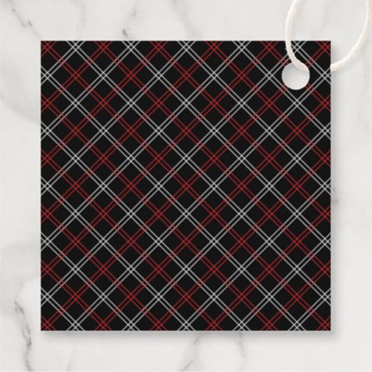 Black Holiday Plaid Christmas Bedankjes Labels (Achterkant)