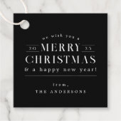 Black Holiday Plaid Christmas Bedankjes Labels (Voorkant)