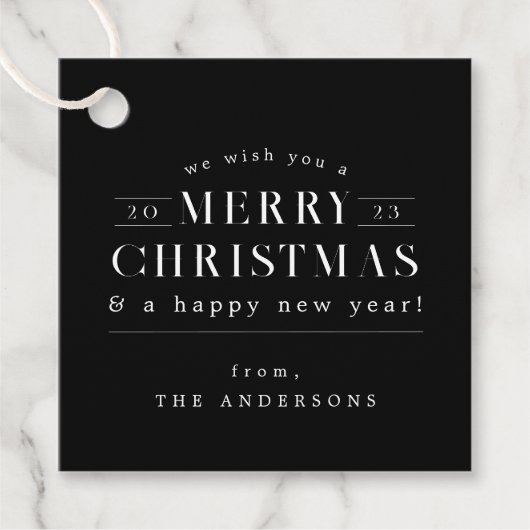 Black Holiday Plaid Christmas Bedankjes Labels (Voorkant)