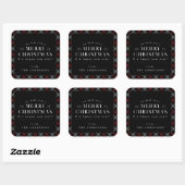 Black Holiday Plaid Christmas Vierkante Sticker (Vel)