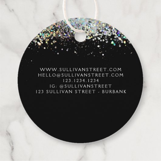 Black Holographic Glitter Business - Dank u Label (Achterkant)
