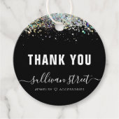 Black Holographic Glitter Business - Dank u Label (Voorkant)