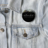 Black Holographic Glitter Business Ronde Button 5,7 Cm (In situ)