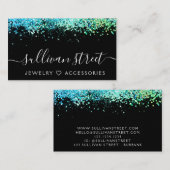 Black Holographic Glitter Jewelry Boutique Busines Visitekaartje (Voorkant / Achterkant)