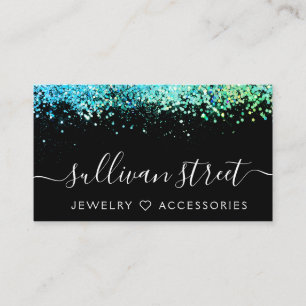 Black Holographic Glitter Jewelry Boutique Busines Visitekaartje