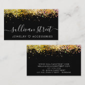 Black Holographic Glitter Jewelry Boutique Busines Visitekaartje (Voorkant / Achterkant)
