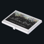 Black Holographic Glitter Jewelry Boutique Visitekaarthouder<br><div class="desc">Breng uw juwelenzaken met dit trendy holografische glitter ontwerp dat met uw bedrijfsnaam in een hand letterlijk kan worden gepersonaliseerd.</div>