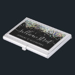 Black Holographic Glitter Jewelry Boutique Visitekaarthouder<br><div class="desc">Breng uw juwelenzaken met dit trendy holografische glitter ontwerp dat met uw bedrijfsnaam in een hand letterlijk kan worden gepersonaliseerd.</div>