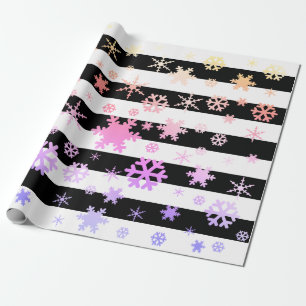 Black Holographic Kerstmis Snowflake Patroon Cadeaupapier