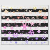 Black Holographic kerstsnowflake Patroon Cadeaupapier (Vlak)