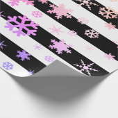 Black Holographic kerstsnowflake Patroon Cadeaupapier (Hoek)