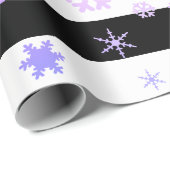 Black Holographic kerstsnowflake Patroon Cadeaupapier (Rol Hoek)
