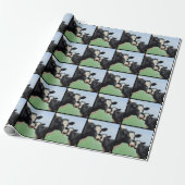 Black Holstein Koe & Cute Calf Cadeaupapier (Uitgerold)