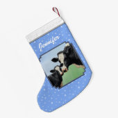 Black Holstein Koe & Cute Calf Kleine Kerstsok (Achterkant (Hangend))