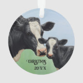 Black Holstein Koe & Cute Calf Ornament (achterkant)