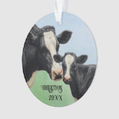 Black Holstein Koe & Cute Calf Ornament (voorkant)