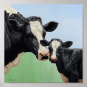 Black Holstein Koe & Cute Calf Poster (Voorkant)