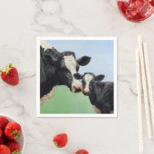 Black Holstein Koe & Cute Calf Servet (Insitu)