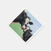 Black Holstein Koe & Cute Calf Servet (Hoek)