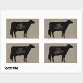 Black Holstein Koe Silhouet gepersonaliseerd Rechthoekige Sticker (Vel)