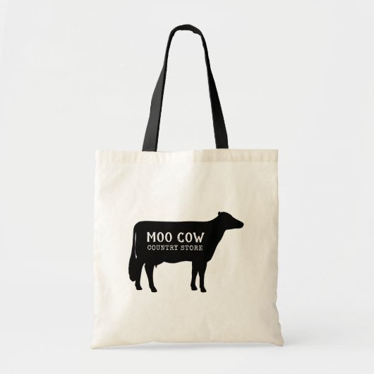 Black Holstein Koe Silhouette Custom Boerderij Tote Bag (Voorkant)
