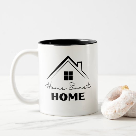 Black Home Sweet Home Tweekleurige Koffiemok (Met donut)