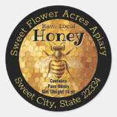 Black Honey Bee Honey Appiary Business Bottle Labe Ronde Sticker (Voorkant)