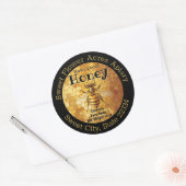 Black Honey Bee Honey Appiary Business Bottle Labe Ronde Sticker (Envelop)