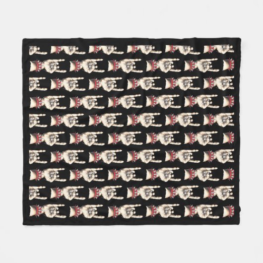 Black Horns up Fleece Deken (Voorkant (Horizontaal))